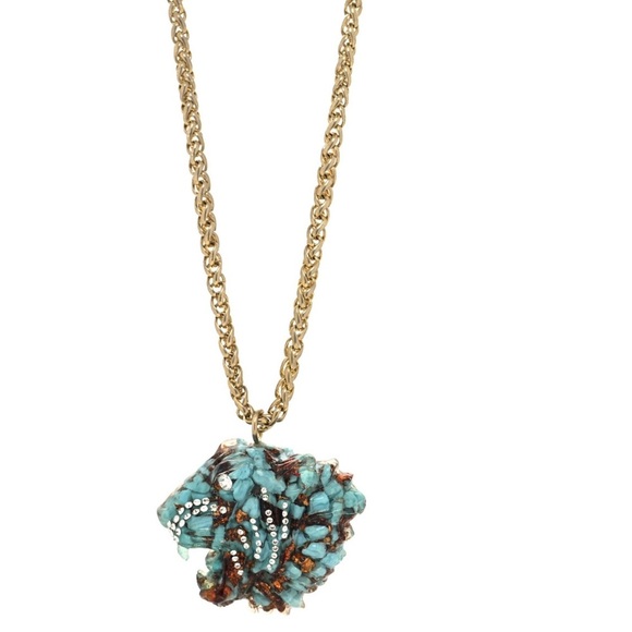 Gucci NEW NIB rajah tiger Gold and Turquoise Pendant long chain Necklace - Picture 1 of 2